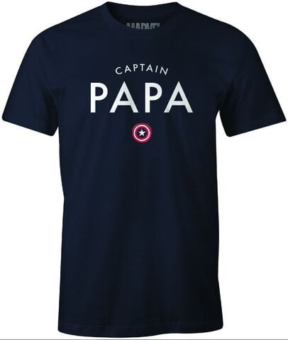T-shirt Homme - Marvel - Captain Papa - Navy - Taille S